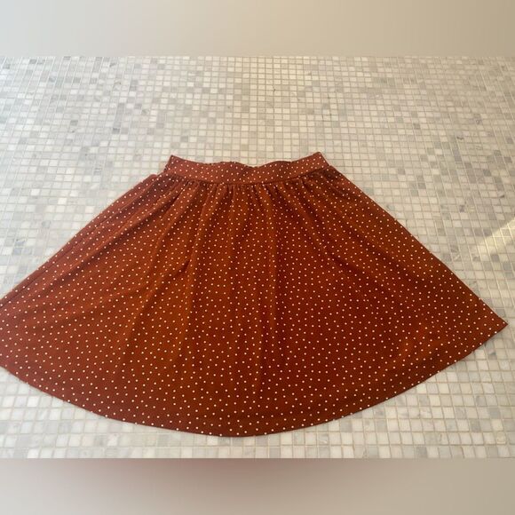 French Grey Orange with White Polka Dots A-Line Mini Skirt - Picture 5 of 8